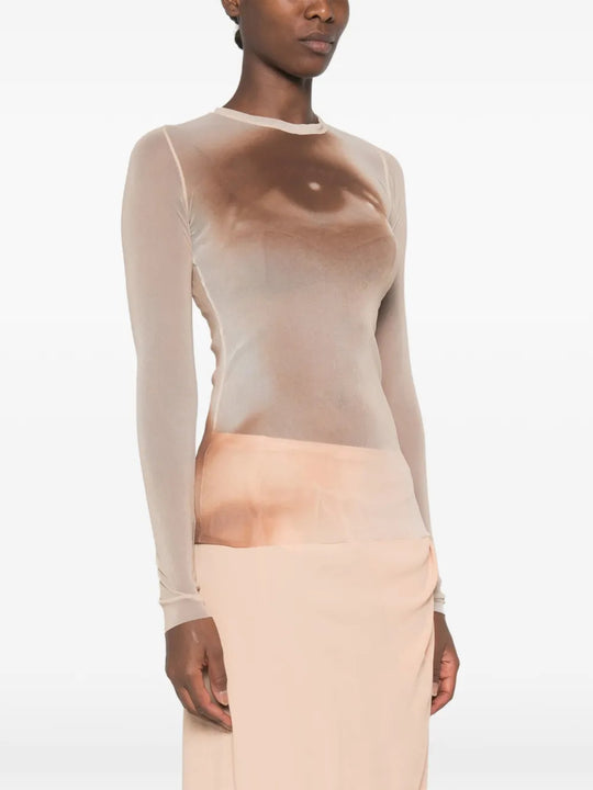 Tan top worn by a person, showing the top fit