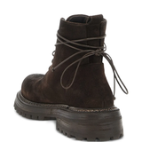 Brown boots, back view