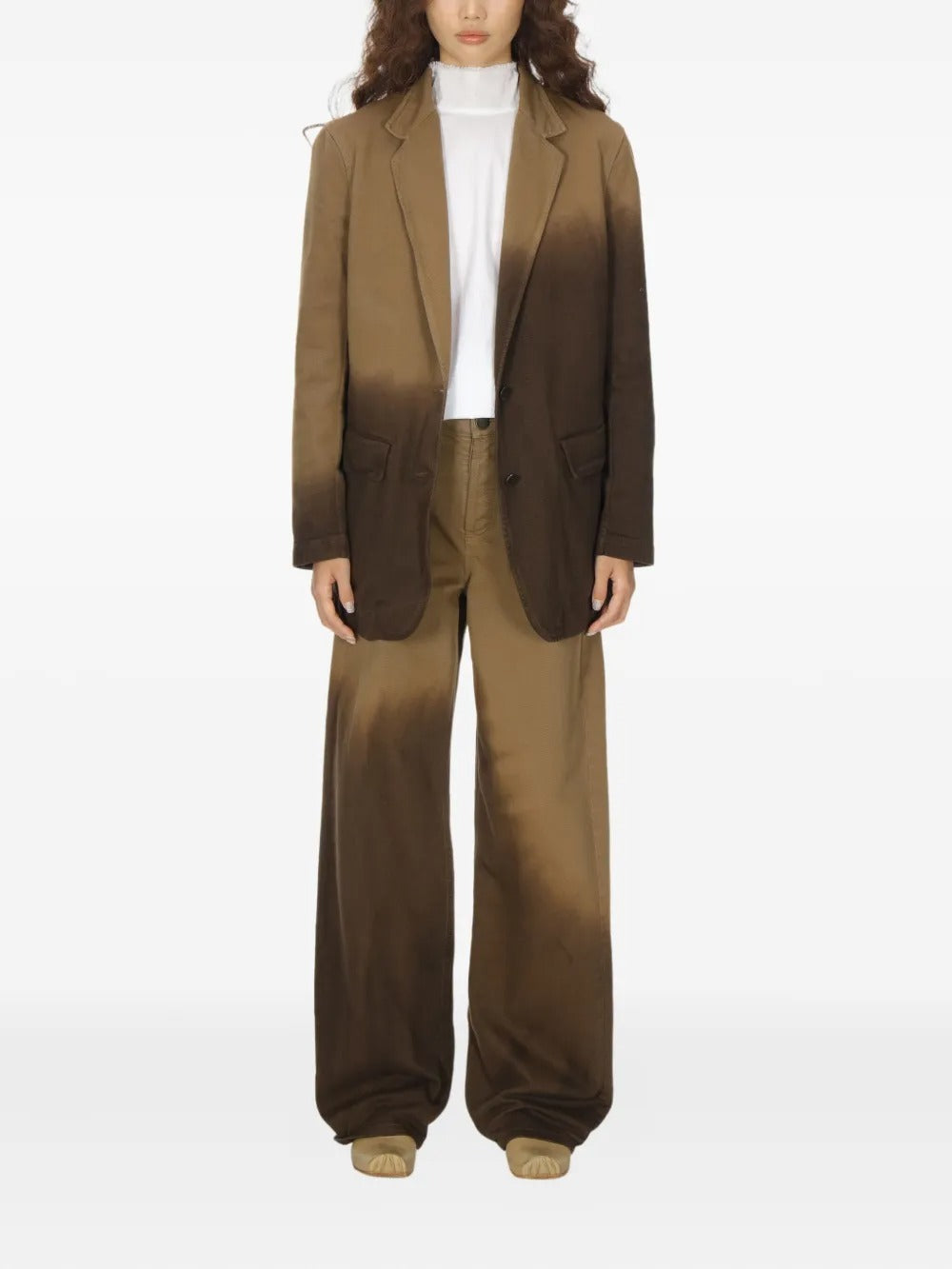 Brown jackets, full body view