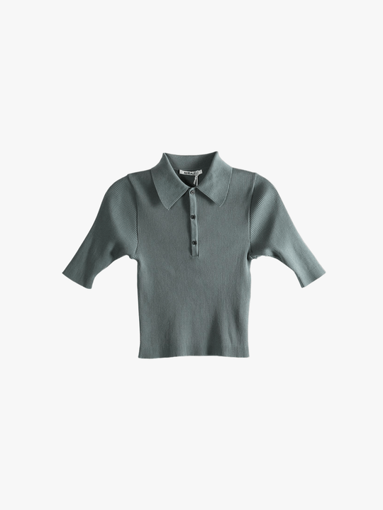 Green polo shirt,front view