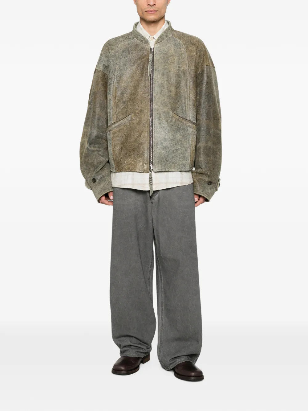 Green jacket, full body view