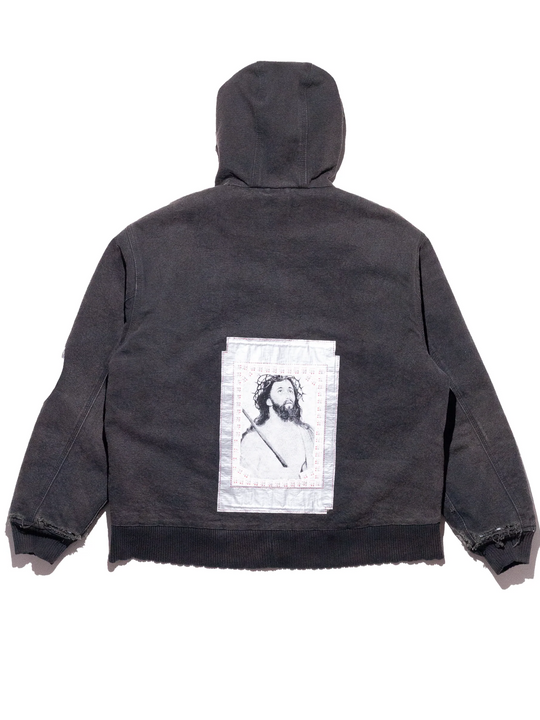 Black jacket, back view