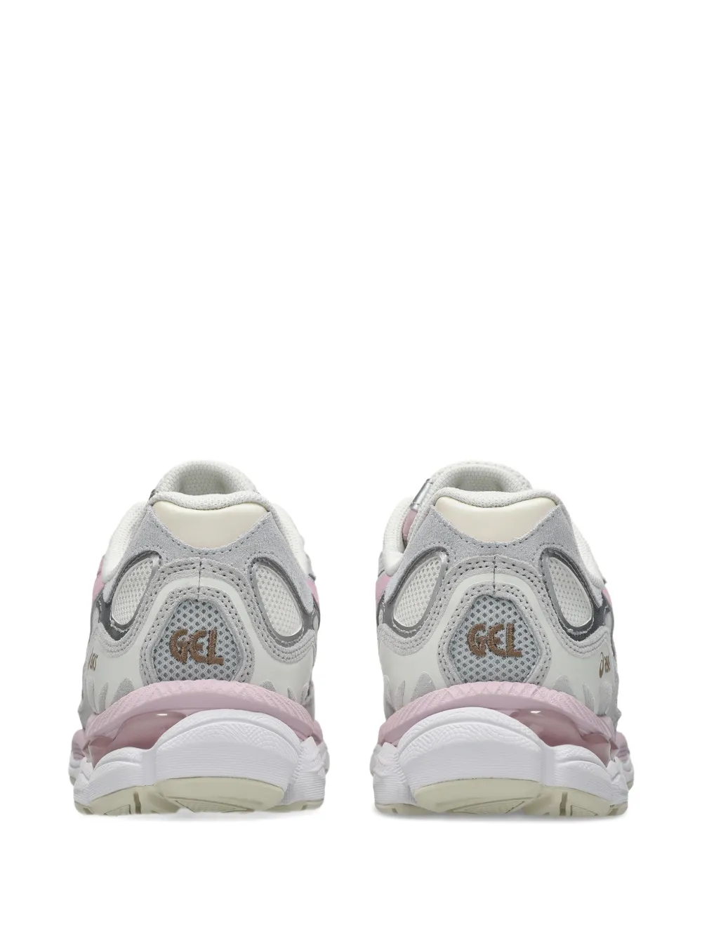 Grey sneakers, back view