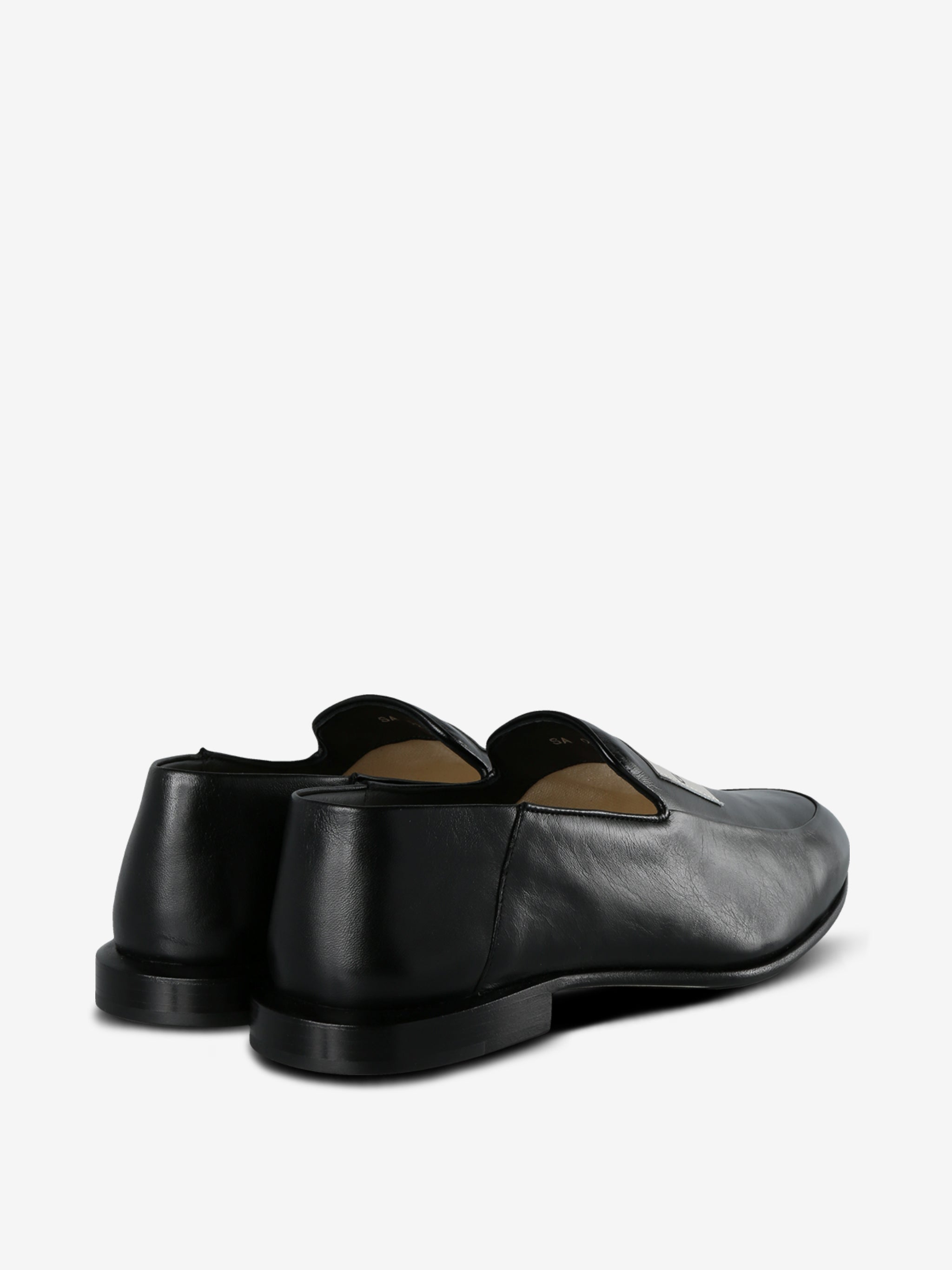 Black loafer, back view