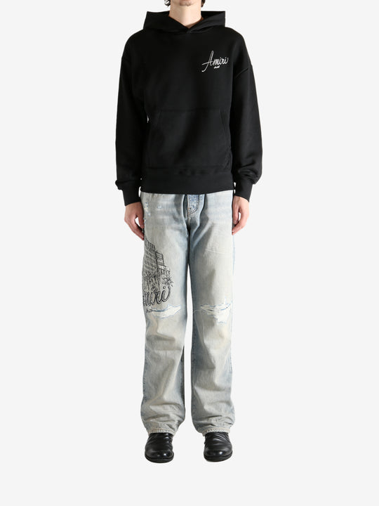 Black hoodie,full body view