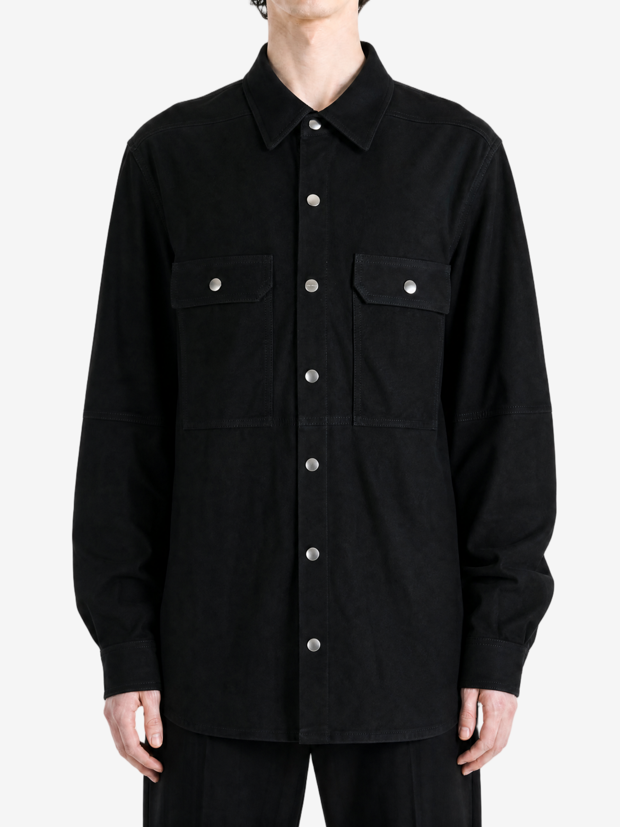 Black shirt, full body view