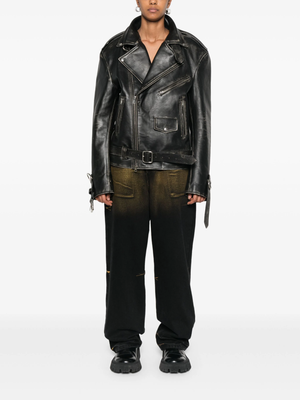 VETEMENTS - Unisex Distressed Bondage Leather Jacket