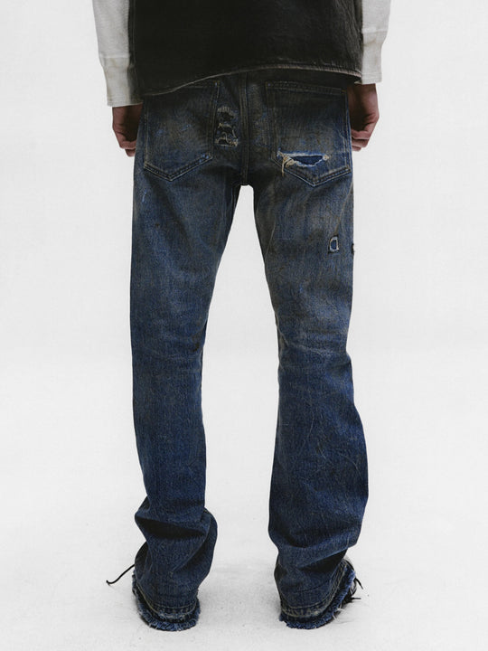 Blue pants worn by a person, showing the pants fit