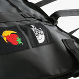 Close up of black tote bag