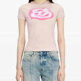 Pink t-shirts worn by a person, showing the t-shirts fit