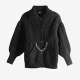 Black cardigan, front view