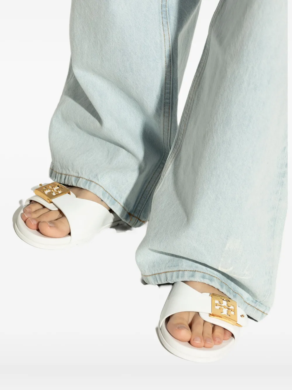 White sandals, front view