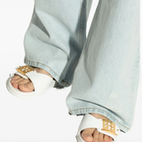 White sandals, front view