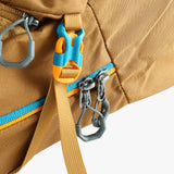 close up of yellow bags , showing texture of the Recycled Polyester fabric