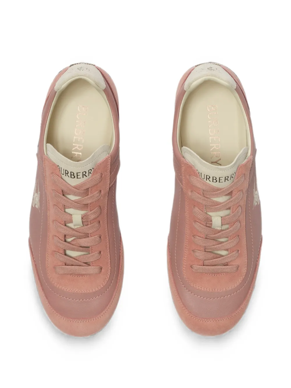 Pink sneakers, top view