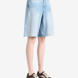 Blue shorts, full body view