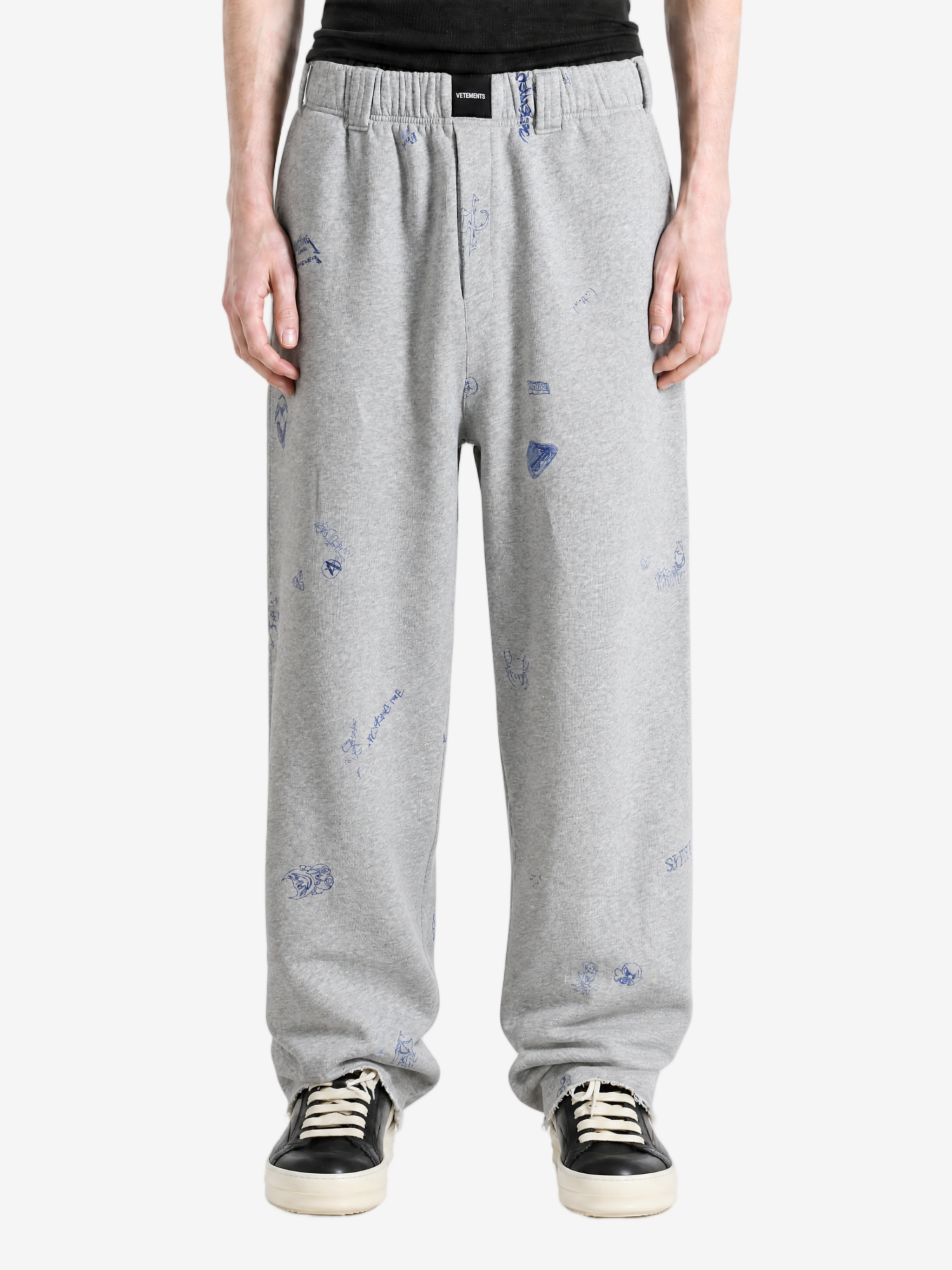 Grey pants, full body view