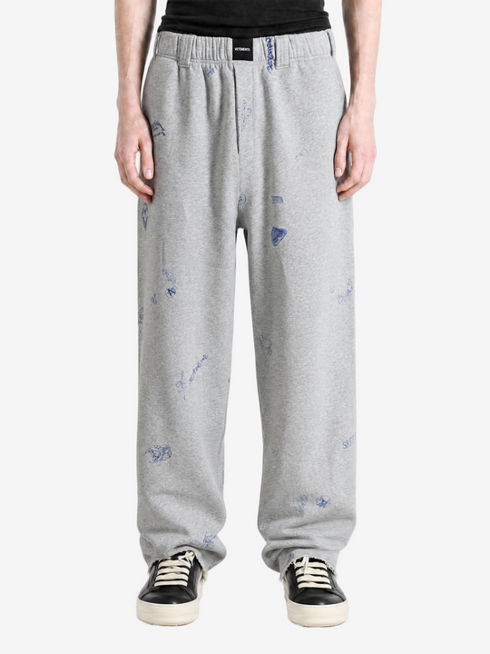 Grey pants, full body view