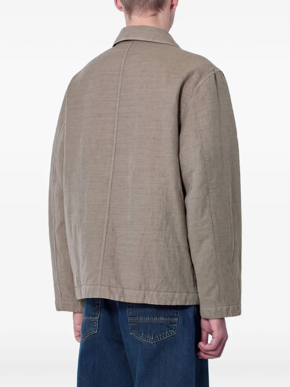 Tan jacket, full body view