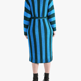 Blue knitwear, full body view