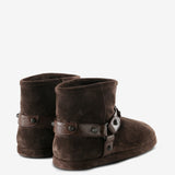 Brown boots, back view