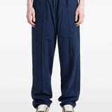 Navy pants, full body view