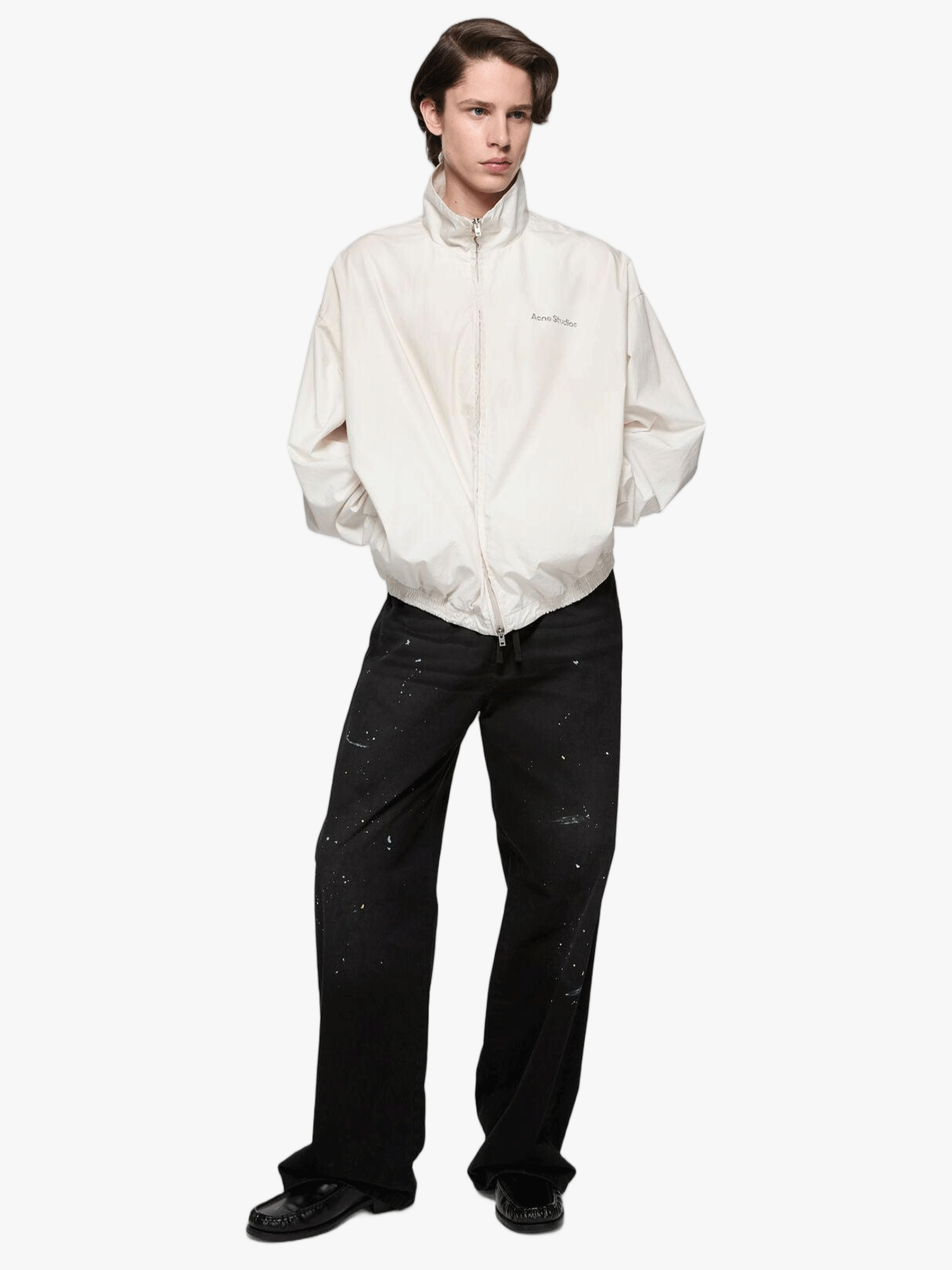 Tan jacket, full body view