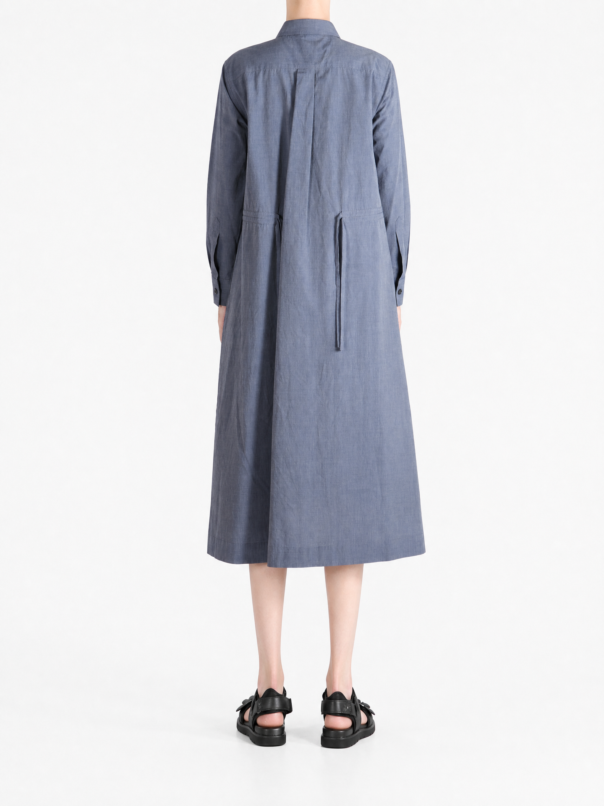 Navy dress, full body view