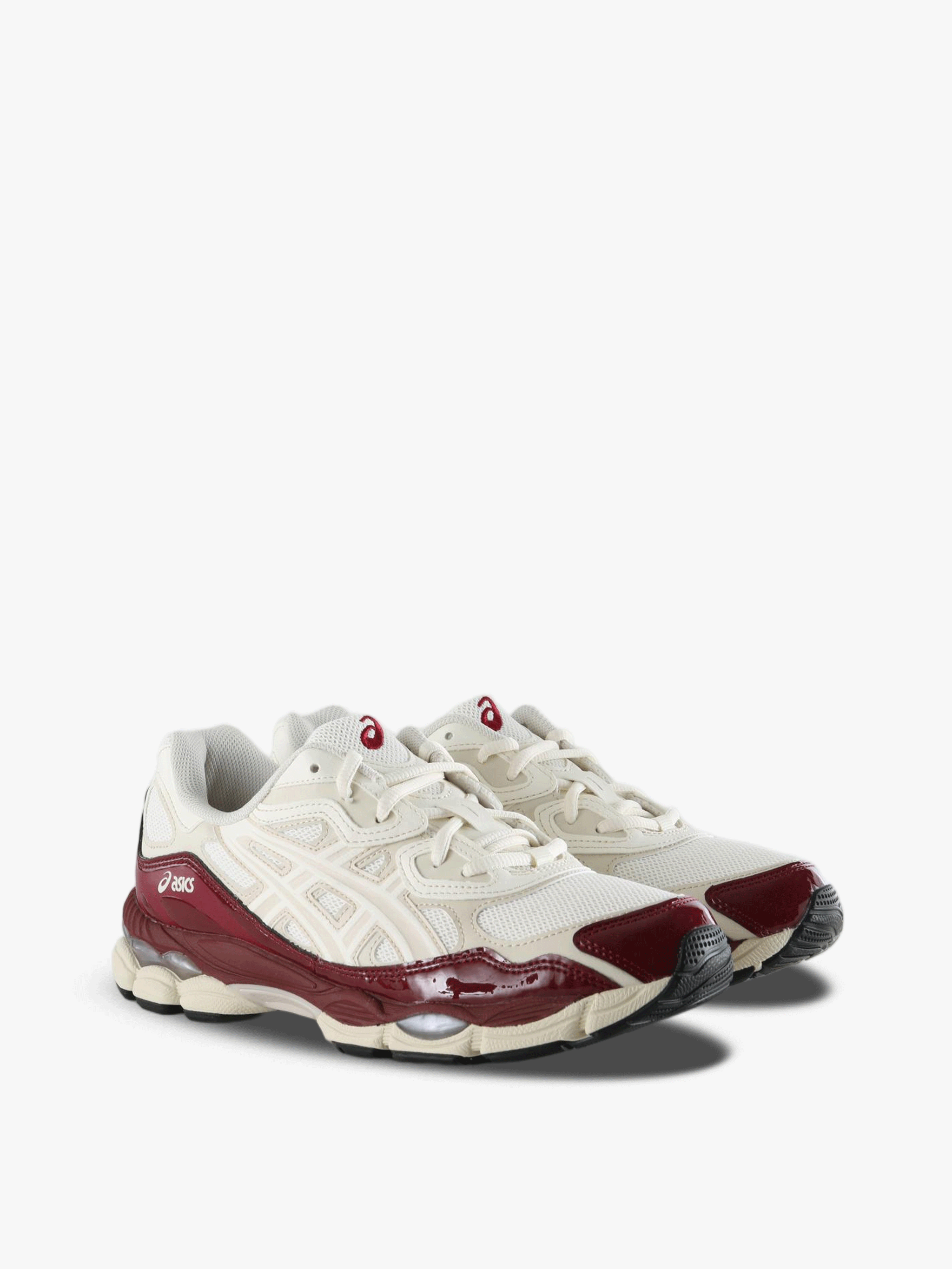 Burgundy shoes, front view
