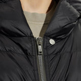 Close up of Black jacket, showing texture of the 100% polyamide fabric