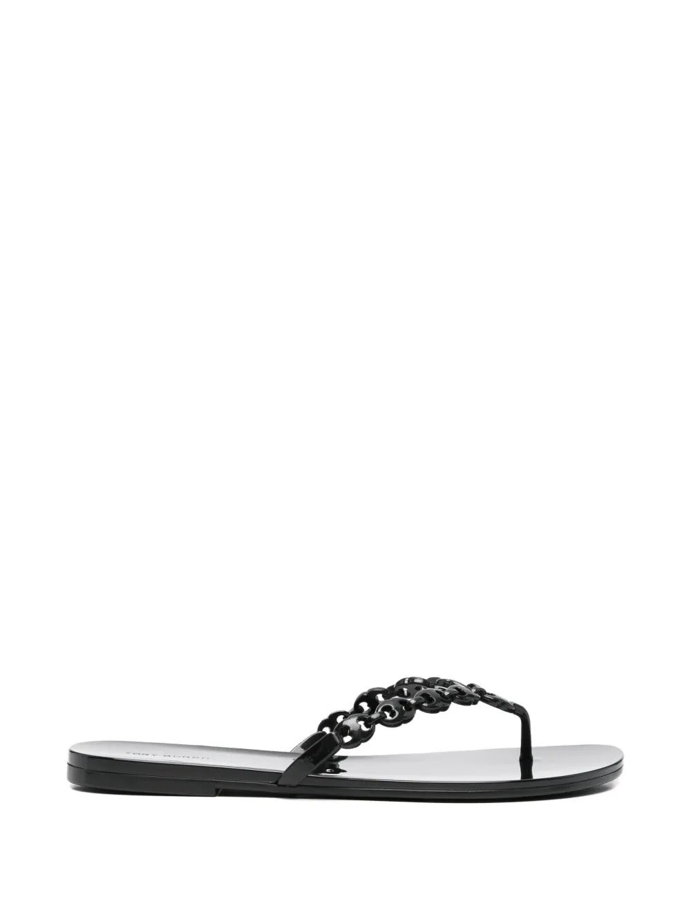 Black sandals, front view