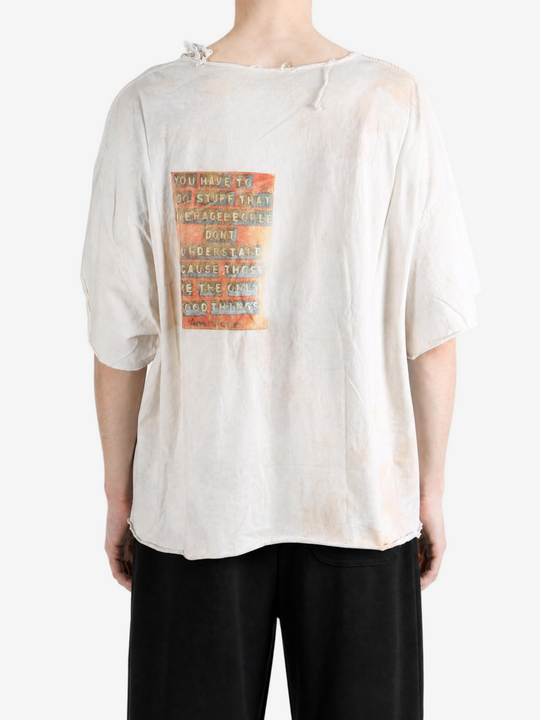Tan t-shirt, full body view