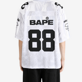 A BATHING APE - Men Solid Camo Multi Logo Relaxed Fit Football Jersey Tee