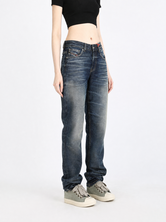 Blue pants, full body view