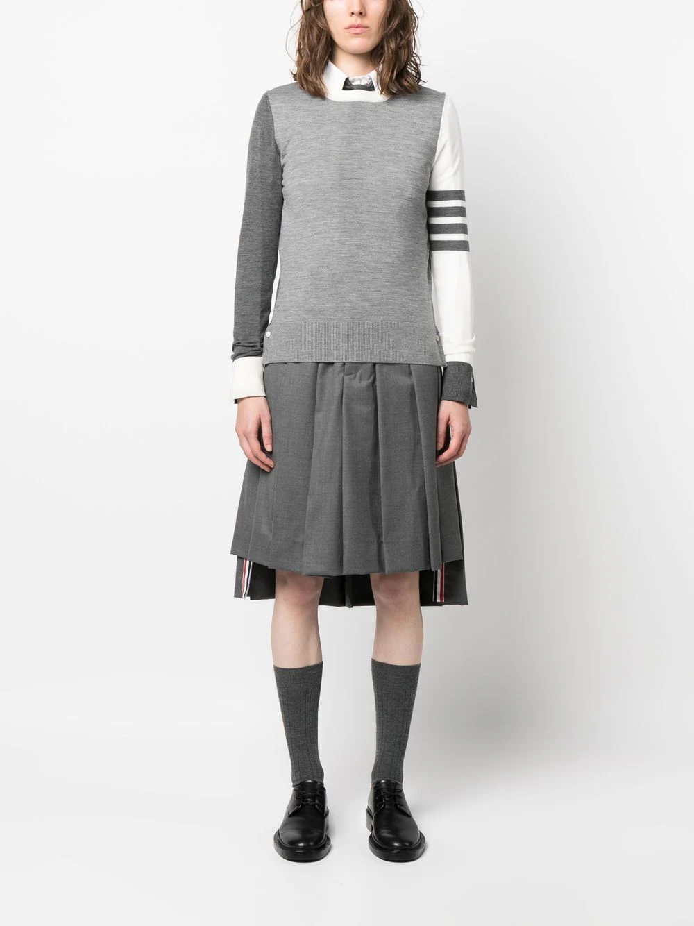 THOM BROWNE Women Fun Mix Relaxed Fit Crew Neck Pullover In Fine