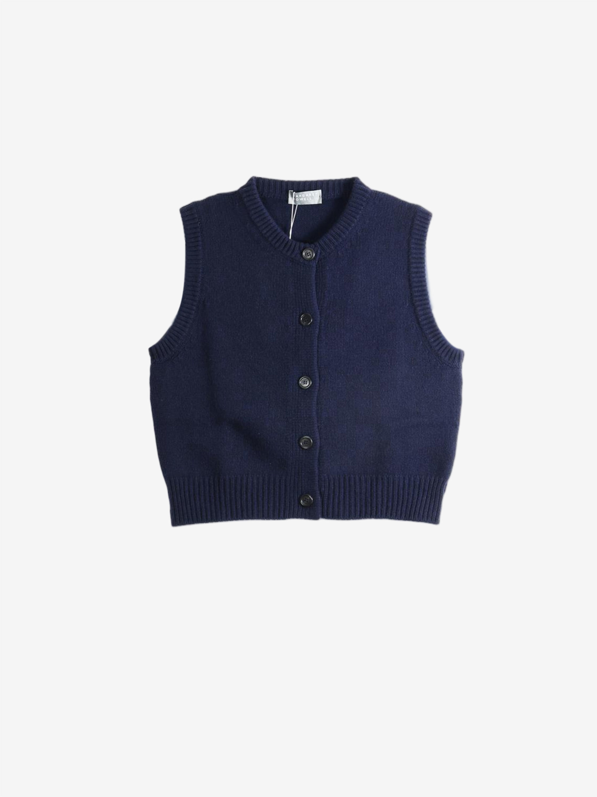 Navy top, front view