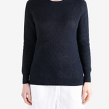 Navy knitwear, full body view