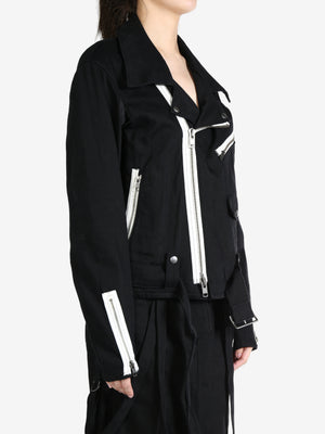 YOHJI YAMAMOTO LIMI FEU - Women Belt Detail Biker Jacket