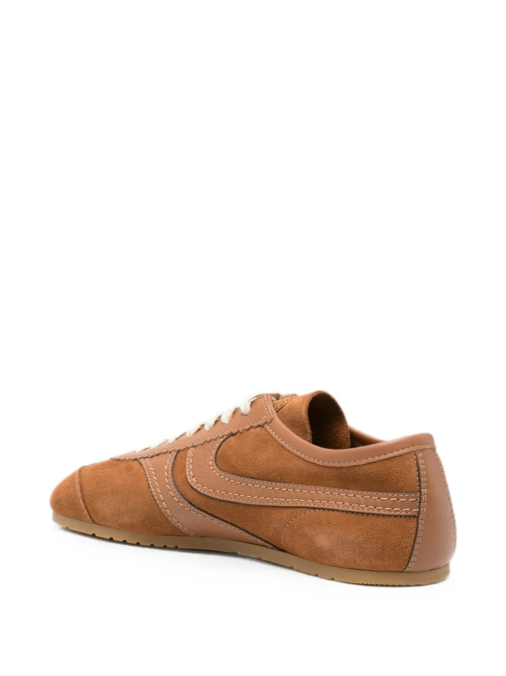 Tan shoes, side view
