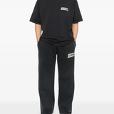 black t-shirt, full body view