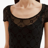 MARINE SERRE - Women Moonogram Mesh Flock Roundneck Top