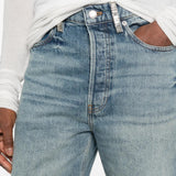 Blue jeans worn by a person, showing the jeans fit