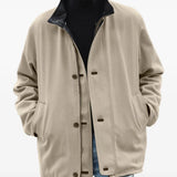 AURALEE - Men Rvrsble Wool Twisted Twill Sheep Leather Hlf Coat