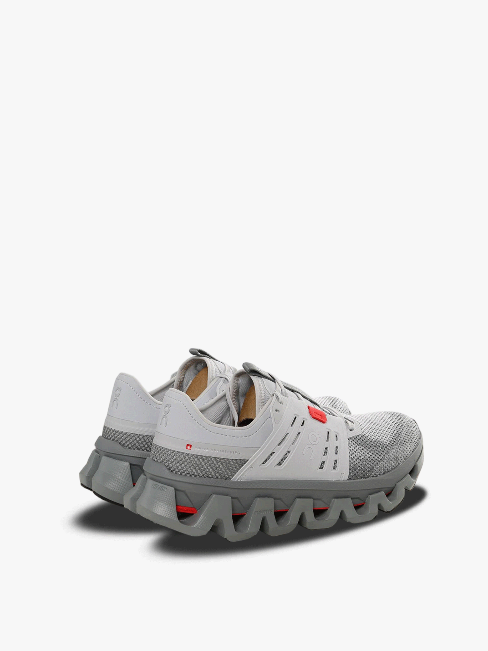 Grey sneakers, back view