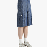 Blue shorts worn by a person, showing the shorts fit