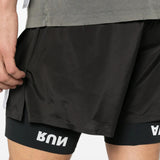 Black shorts worn by a person, showing the shorts fit