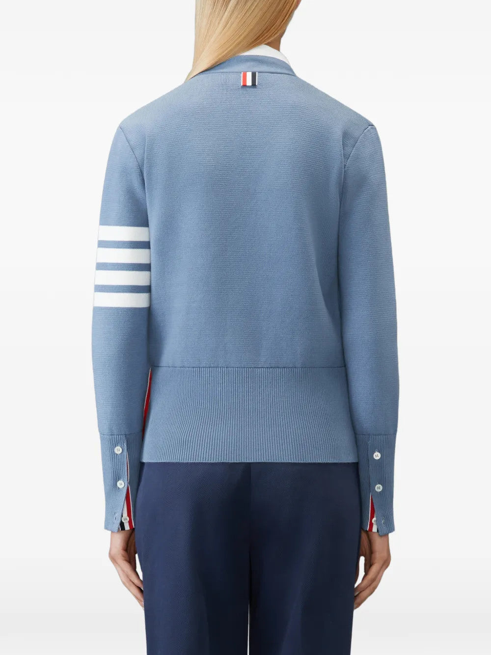 Blue knitwear, front view