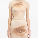 Tan t-shirt, full body view