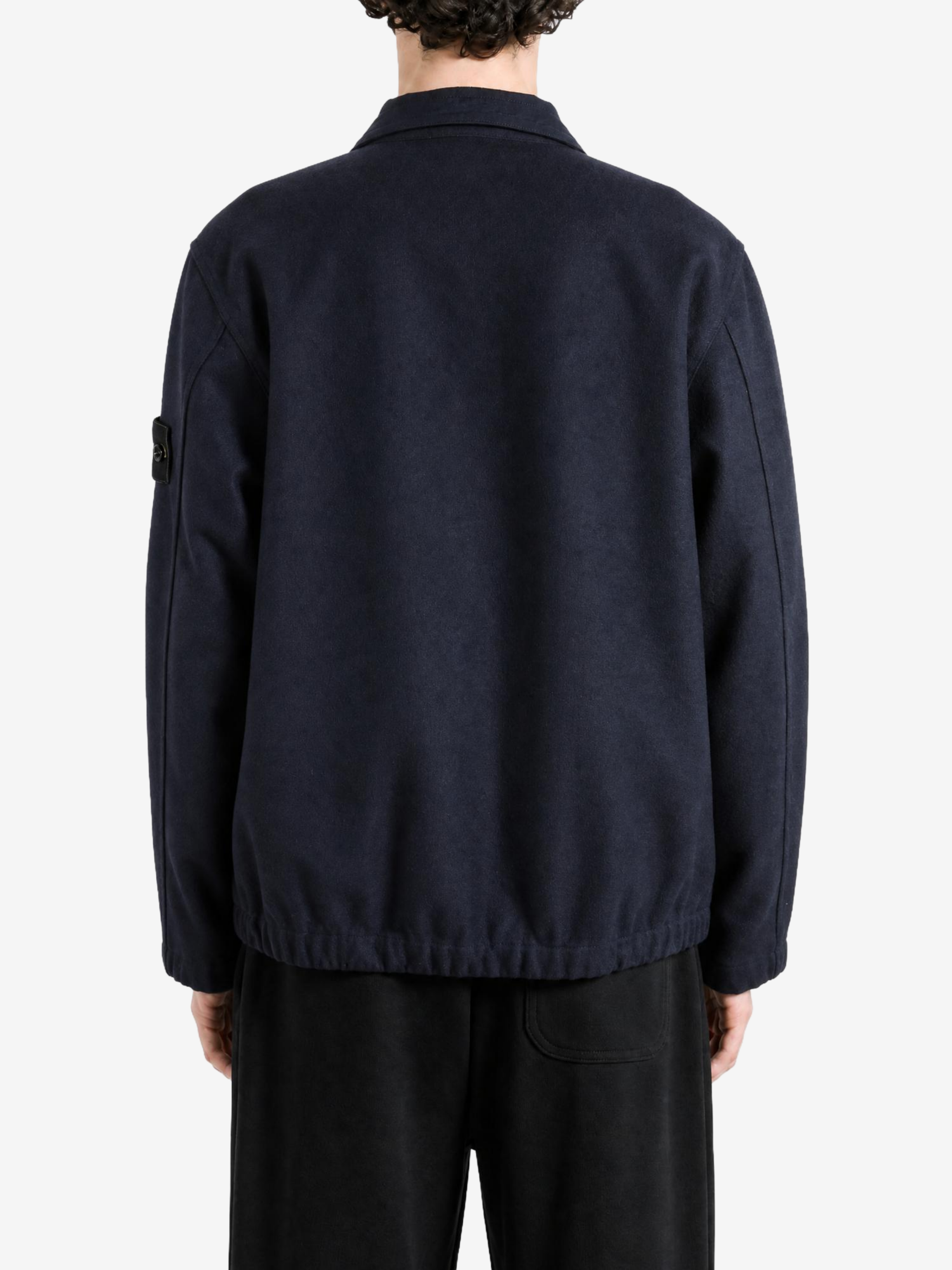 Navy shirt, full body view