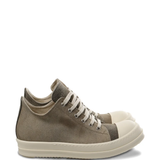 Tan sneakers, front view